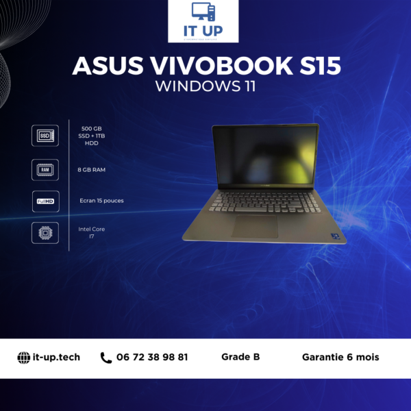 ASUS VivoBook S15X530UA 15" 8Go RAM, 500Go SSD, 1To HDD, Intel Core I7